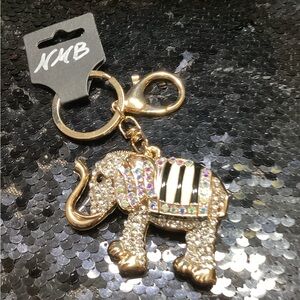 Gold Elephant Bag/Key Charm with Rhinestones